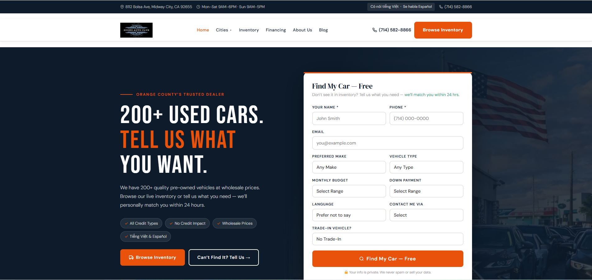 Econo Auto Club website