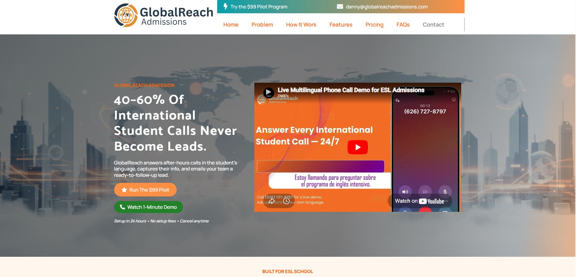 Global Reach Admissions website