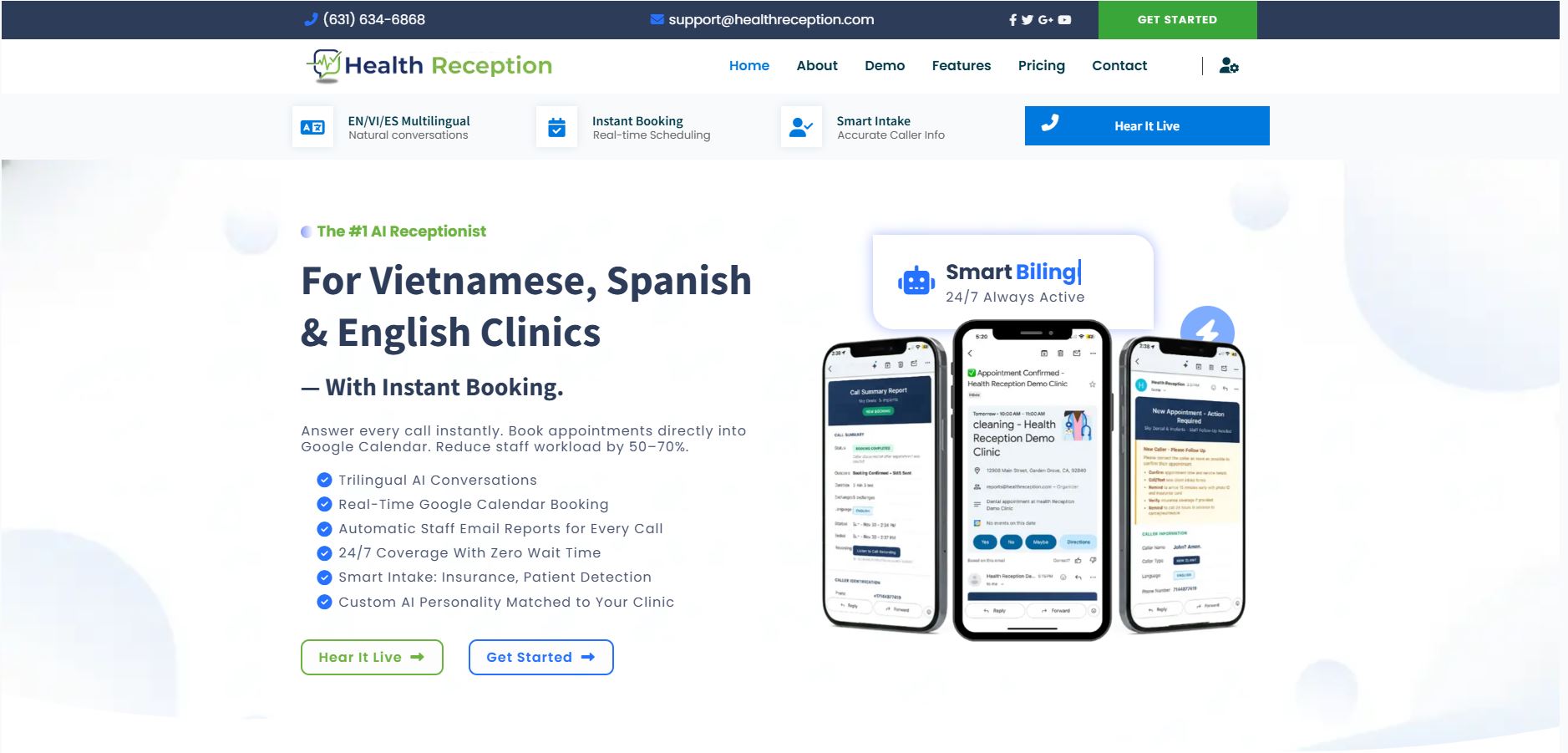 Health Reception website
