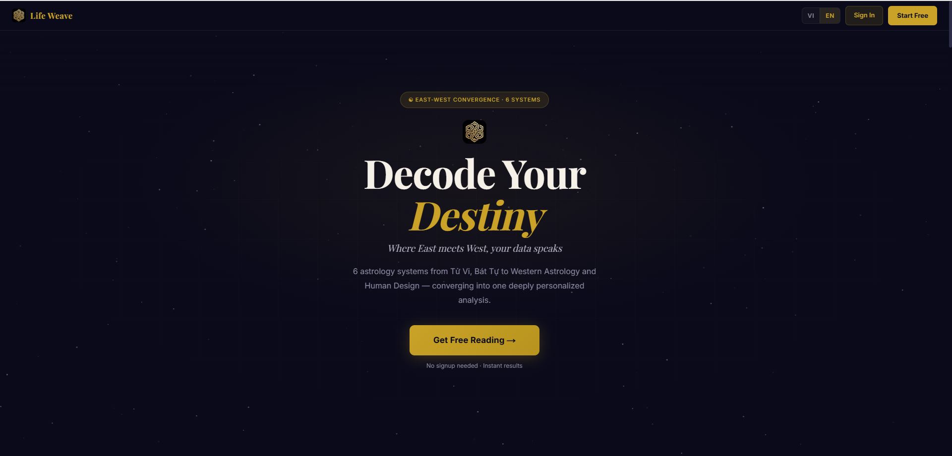 The Life Weave — AI astrology SaaS app screenshot